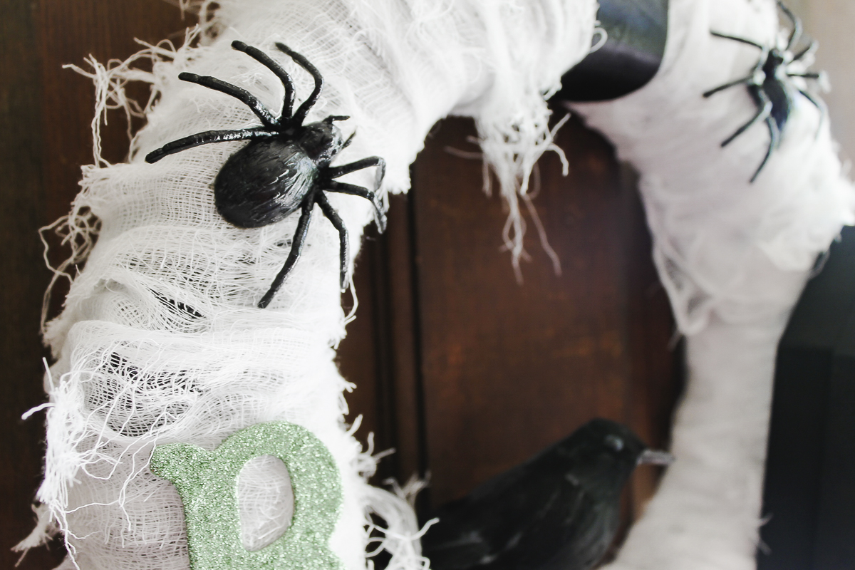 spiders on a halloween wreath