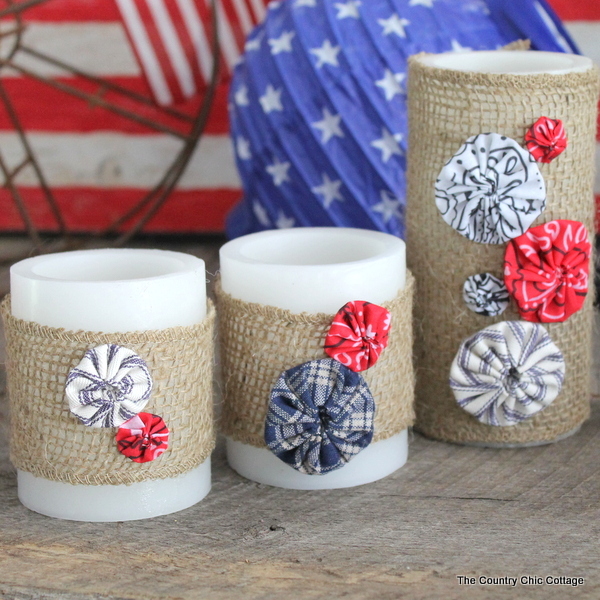 Patriotic Burlap Candle Wraps