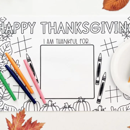 Thanksgiving Placemat Coloring Page by Pineapple Paper Co