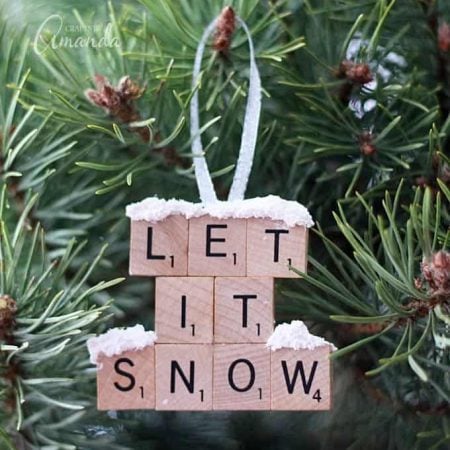 DIY Let It Snow Scrabble Tile Ornament by Crafts By Amanda