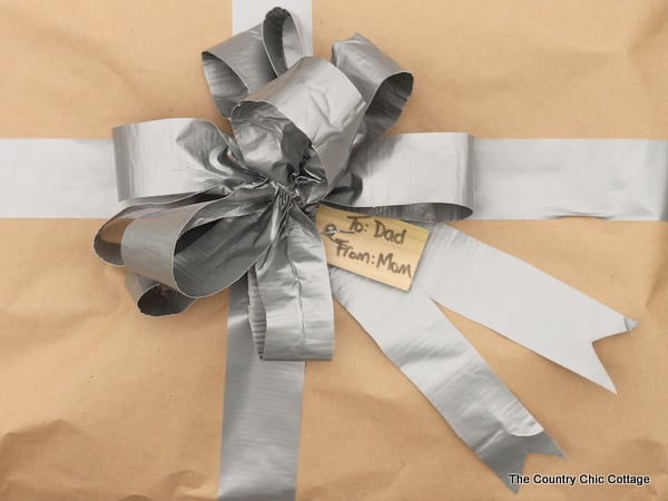 DIY Gift Wrap With Duct Tape Bow Tutorial - Angie Holden The Country Chic  Cottage