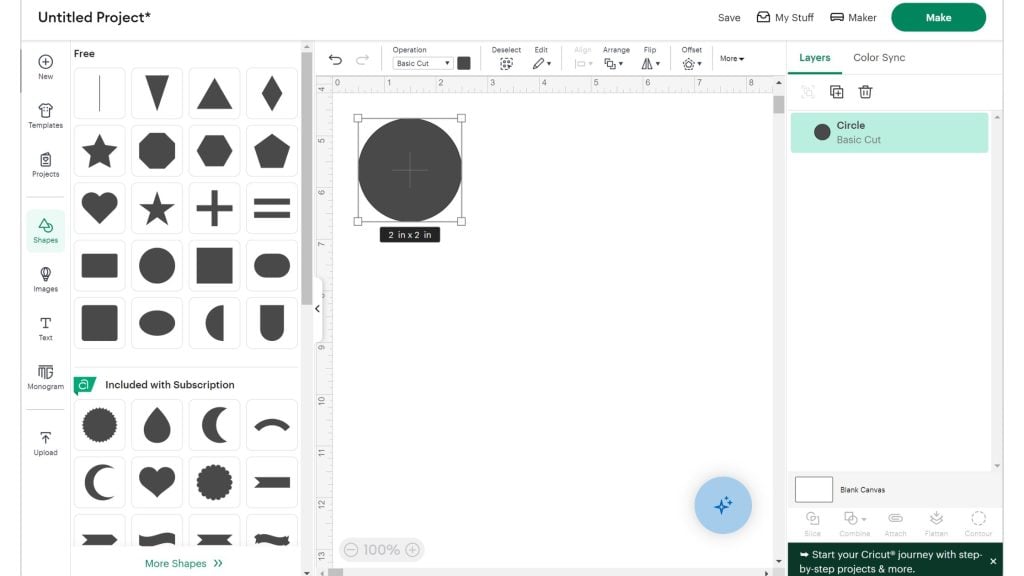 Adding circles to Cricut Design Space to make jar lid labels