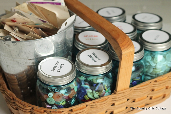 Organizing Buttons with Mason Jars  Button Storage Organizer - Angie  Holden The Country Chic Cottage