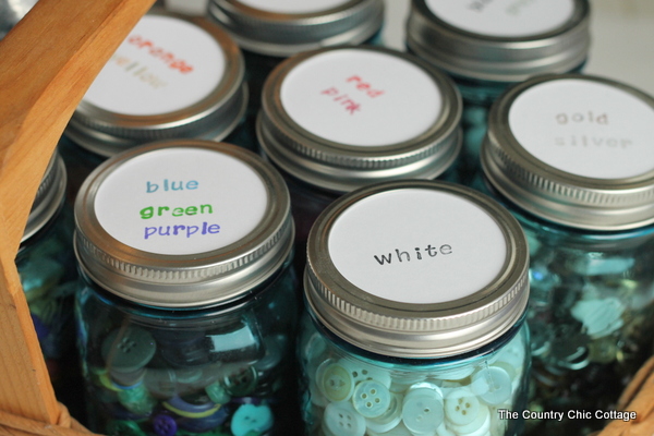 Organizing Buttons with Mason Jars