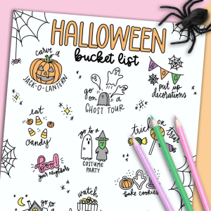 Free Printable Halloween Bucket List by Pineapple Paper Co.