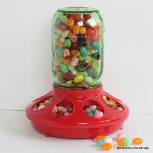 Mason Jar Candy Dispenser Gift -- a fun gift that you can make in just seconds!