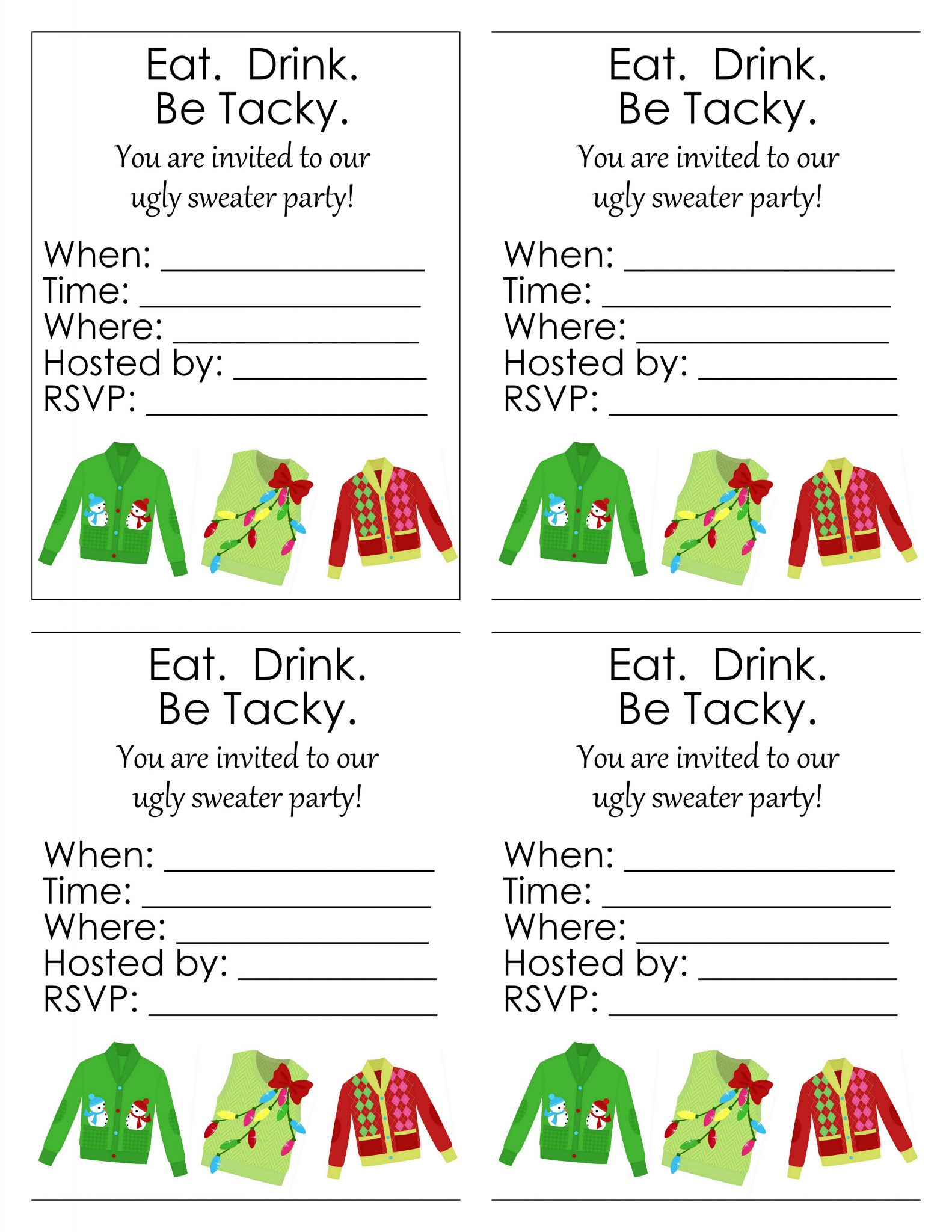 Ugly Sweater Party Free Printables The Country Chic Cottage