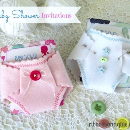 Diaper Invitations by RIbbon and Glue