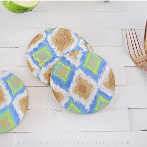 Easy DIY Ikat Cork Coasters from Delineate Your Dwelling