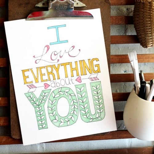 i love everything about you coloring page