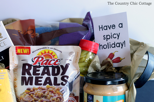 spicy gift basket with free printable tag