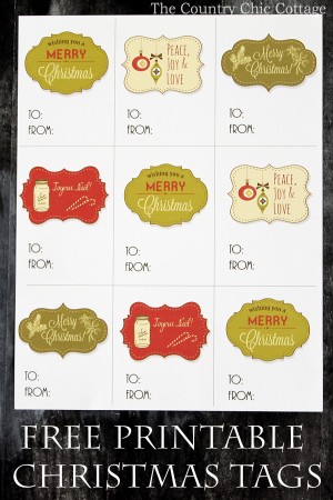 Free Printable Christmas Gift Tags - The Country Chic Cottage