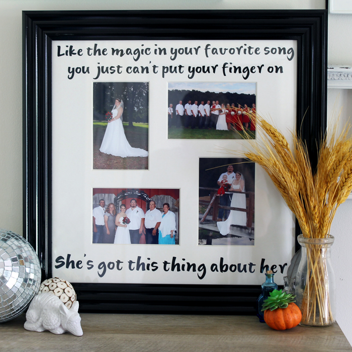 wedding photo with song lyrics