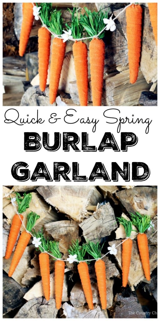 Make this quick and easy spring burlap garland for your home decor! A great project that just takes minutes to make!