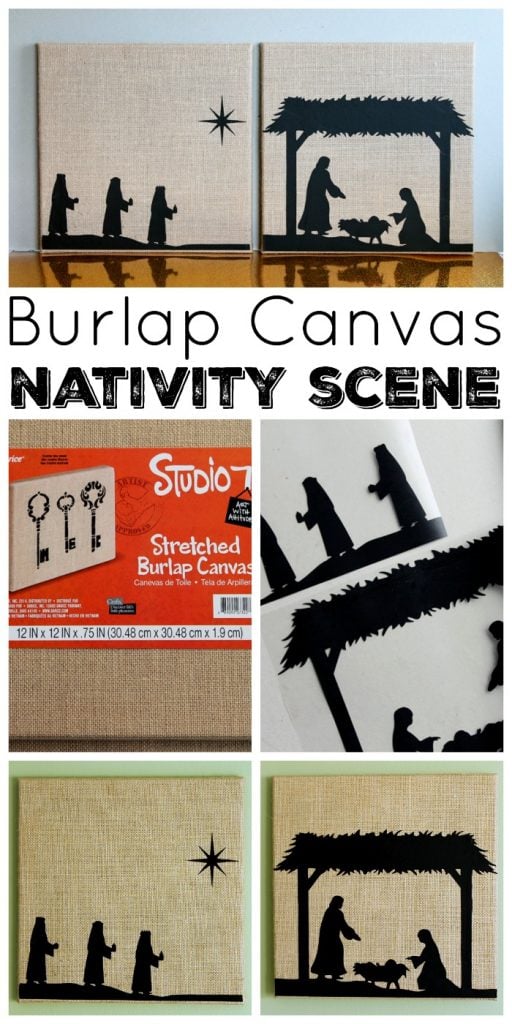 Make a burlap canvas with nativity scene for your home! Gorgeous Christmas art for your walls with the real meaning for the season!