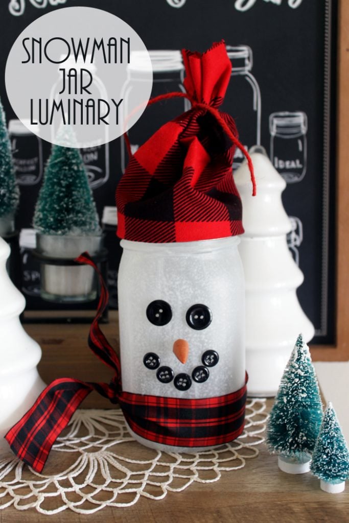 Make this snowman jar luminary for your home or as a gift idea!