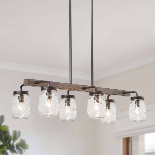 Mason Jar Kitchen Lights For Your Home Angie Holden The Country Chic   Farmhouse 6 Light Mason Jar Chandelier Island Lights For Dining Room 640x640 