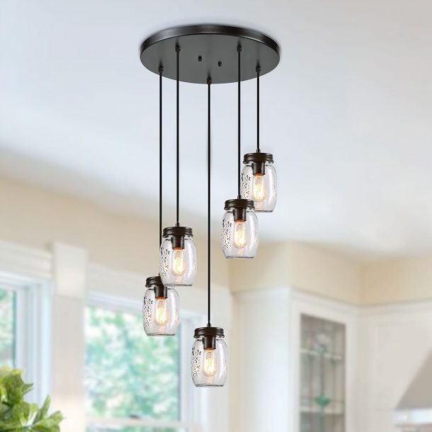 Mason Jar Kitchen Lights For Your Home Angie Holden The Country Chic   The Gray Barn Heavenly Winds 5 Light Bronze Chandelier Adjustable Mason Jar Pendant 610x610 