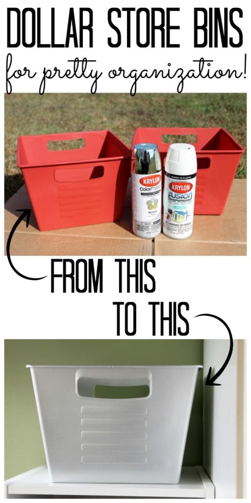 Dollar Store Bins Makeover with Spray Paint - Angie Holden The