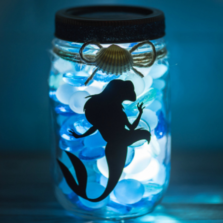 DIY Little Mermaid Mason Jar Light by A Pumpkin and a Princess