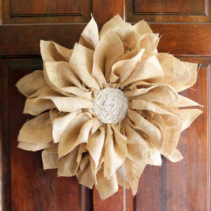 DIY Flower Wreath Made From Burlap - Angie Holden The Country Chic