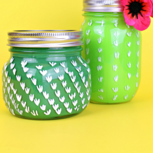 Painted Cactus Mason Jars by Mad in Crafts