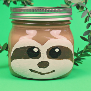 Painted Sloth Mason Jar by Mad In Crafts