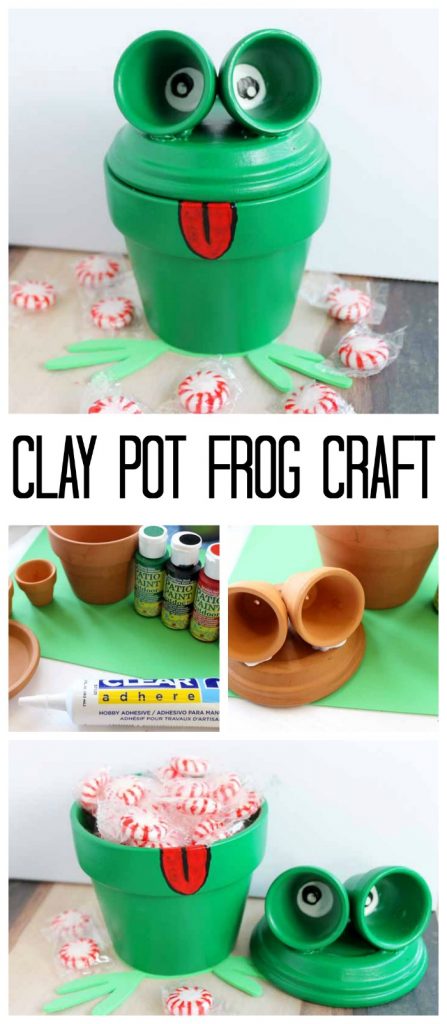 Frog Craft: Painting clay pots to look like a frog! Makes a great candy dish!