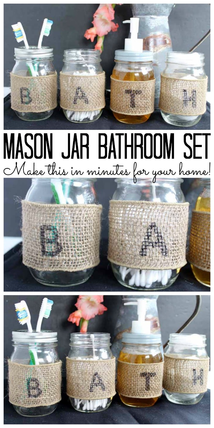 DIY Mason Jar Bathroom Set: Make Your Own - Angie Holden The