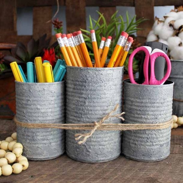 Easy DIY School Supplies Organizer: Farmhouse Style with Faux Concrete ...