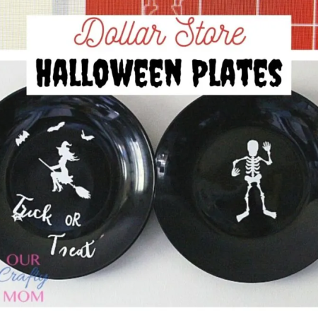 How To Make Dollar Store Ceramic Halloween Plates With Cricut by Our Crafty Mom