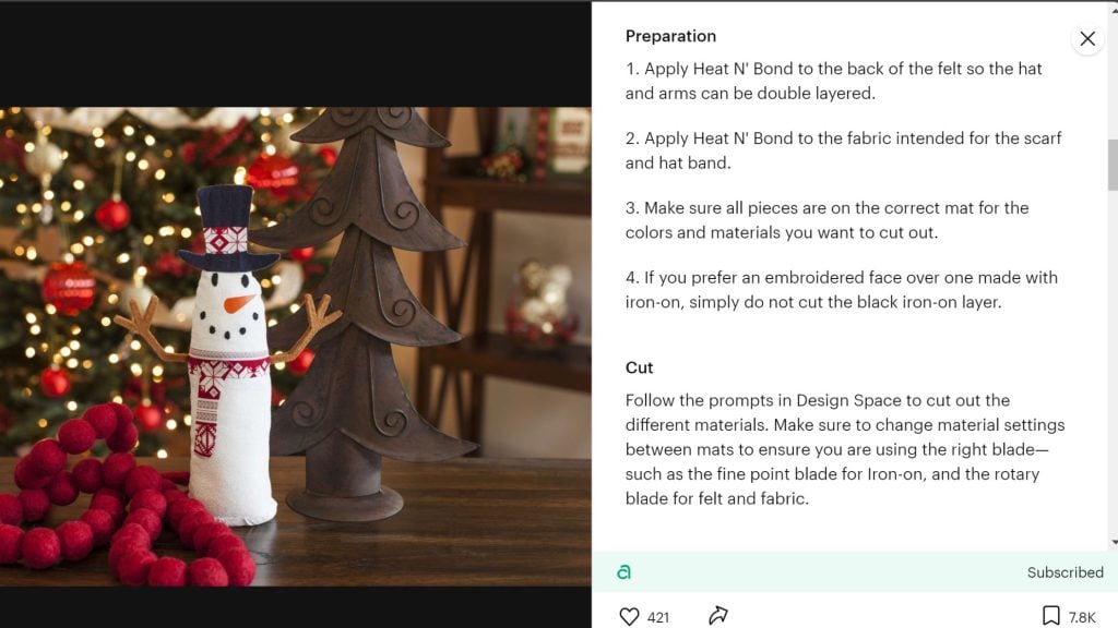 notes to make snowman with a cricut maker