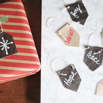 handmade gift tags on a table