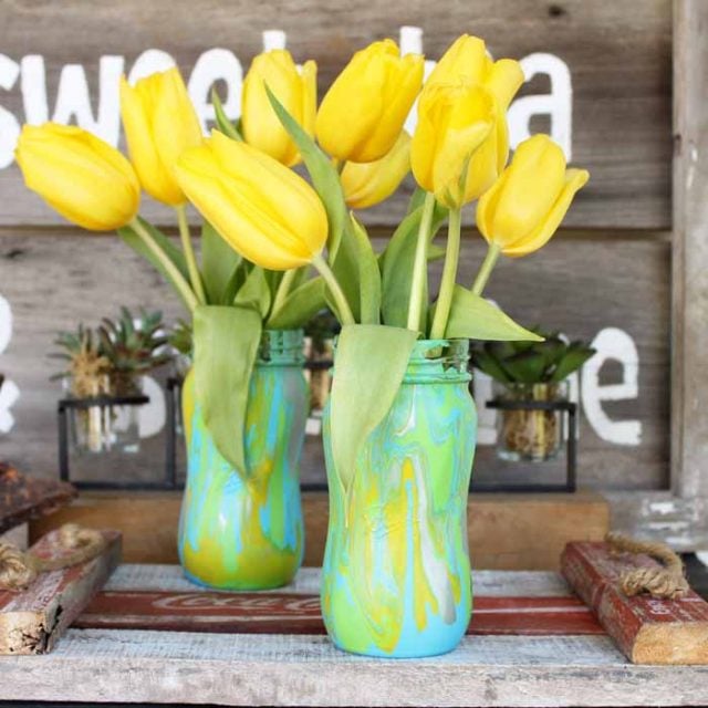 Acrylic Pour Painting For Mason Jar Vases - Angie Holden The Country ...