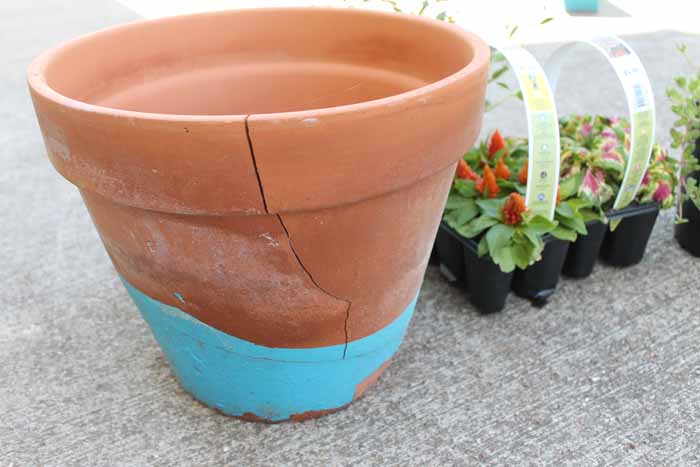 broken clay pot to turn into a fairy garden