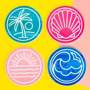 Fun Summer Cricut Infusible Ink Coasters by Hey Let's Make Stuff