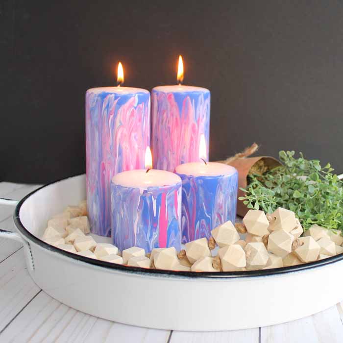 Marbling with Acrylic Paint on Candles - Angie Holden The Country