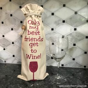 Cricut Iron On Wine Bottle Bag by A Sweet Berrys Blog