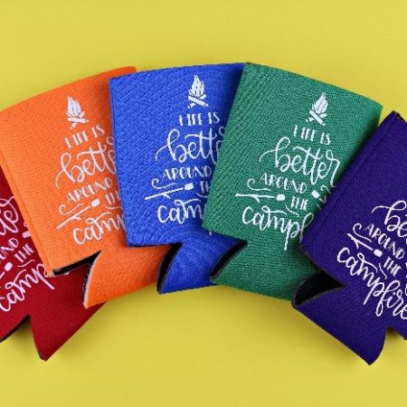 Personalized Koozies with Vinyl by Mad in Crafts