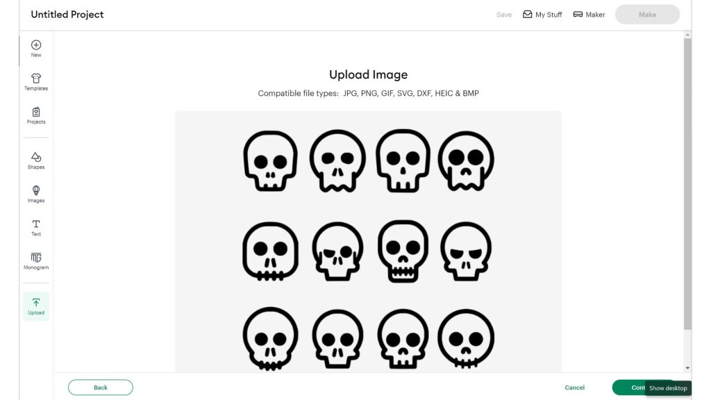 Uploading skull file into Cricut deign space