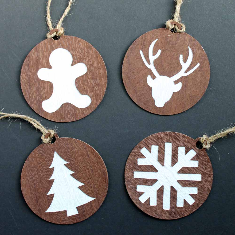 Make these handmade ornaments with your Cricut machine and some faux leather! #cricut #cricutmade