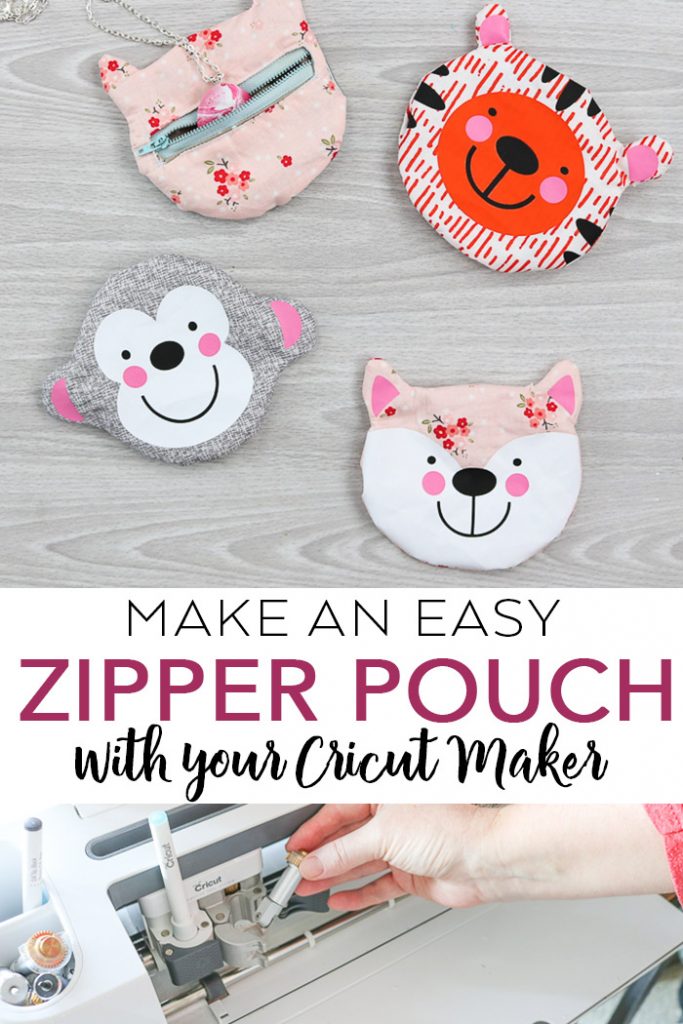Make a small zipper pouch shaped like an animal with your Cricut Maker! Cut files included as well as a video to show you how to make them! #cricut #cricutmade #cricutmaker