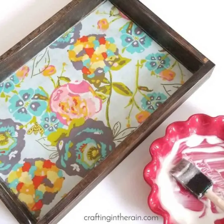 Fabric Bottomed Wood Tray by Crafting in the Rain