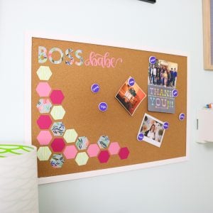 how to add heat transfer vinyl to a cork board