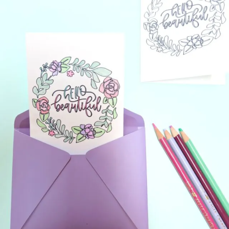 Hello Beautiful DIY Coloring Card by Hello Creative Family
