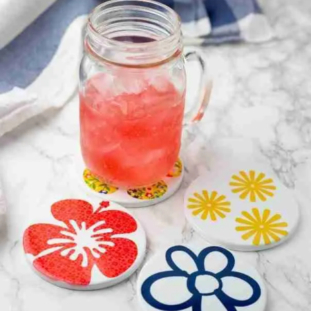 Cricut Infusible Ink Flower Coasters by I Love My Disorganized Life