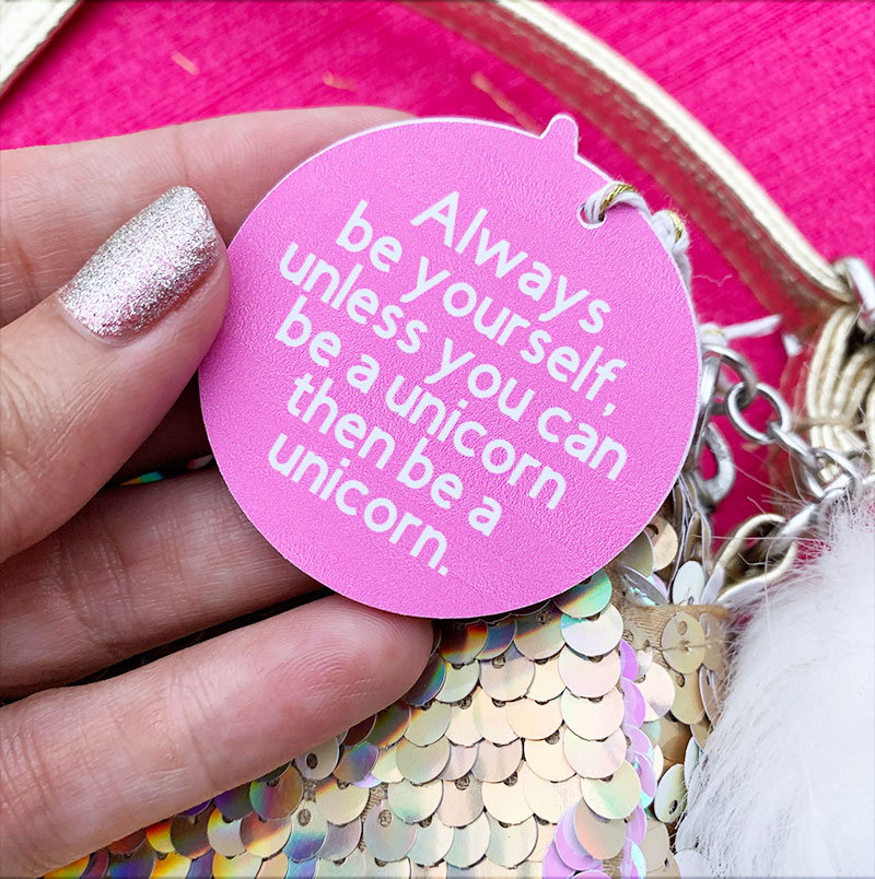 unicorn quote on a tag