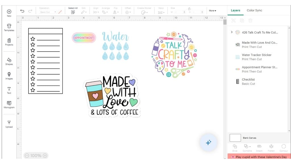 Adding images to a canvas in Cricut design space. 