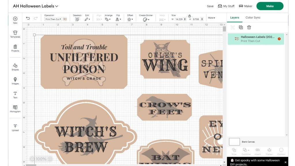 Adding Halloween labels to canvas