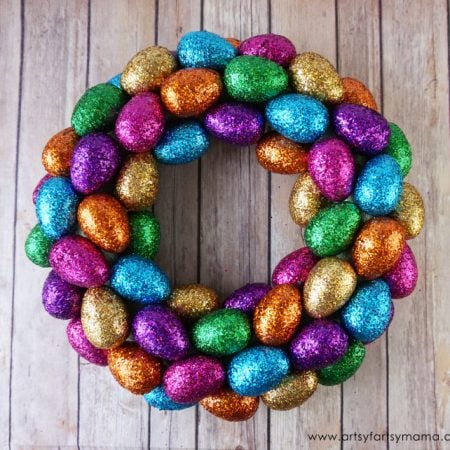 DIY Glittered Easter Egg Wreath by Artsy Fartsy Mama